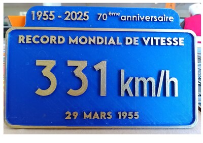 BB 9004 World Speed Record Plate, March 29, 1955 in Landes