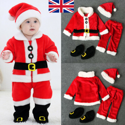 Baby Boy Girls Santa Claus Outfit Newborn Christmas Fancy Dress&Hat Outfits  -UK UK