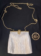 White Cocktail Mini Party Clutch Purse With Optional Gold Tone Strap