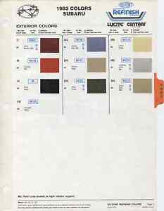 Subaru Colours Chart