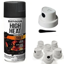 5 Spray Paint Caps for Rust-Oleum Flat Black High Heat Spray Paint - NO CAN