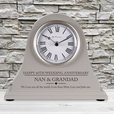 60th Wedding Anniversary Gift Personalised Engraved Grey Mantel Clock 60 Years