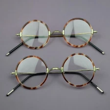 Vintage Tortoise Round Eyeglasses Frames Anti-Blue Light Reading Glasses 42-45mm