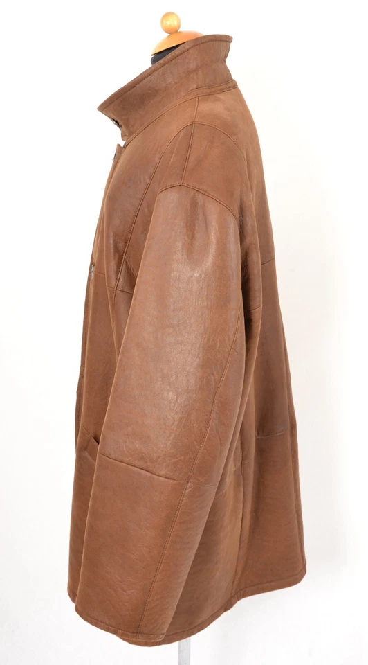 US5352 JAQUETA MASCULINA DE PELE DE CORDEIRO CASACO DE COURO DE CARNEIRO CHRIST SHEARLING 2XL - Imagem 4 de 4