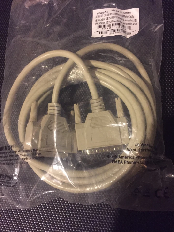 NEW C2G  15 ft   DB25 RS232  MALE TO MALE Serial Parallel Cable - Image 4 of 4