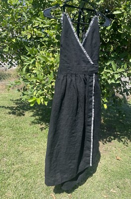 NWT Three Graces London Jacqueline Linen Wrap Halter Dress Black Sz 16  UK/12 US | eBay
