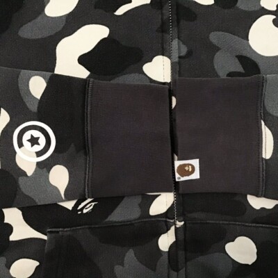 Glow in the dark BAPE City camo shark full zip hoodie Black A