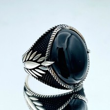 Men's Natural Black Onyx 925 Sterling Silver Ring Handmade Authentic Gift Him