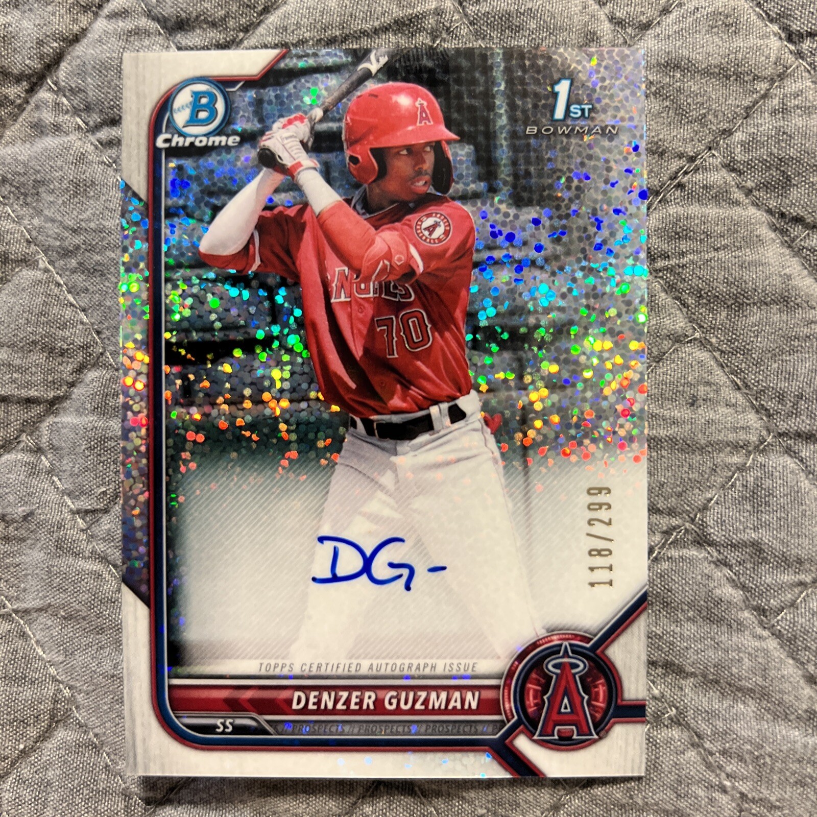 2022 Bowman Chrome 1st Denzer Guzman CPA-DG Speckle Refractor AUTO /299