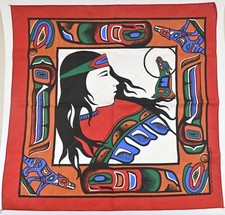 Vintage Native American Woman  Coyote Western Style Bandana USA