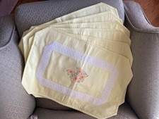 Yellow Set Of 6 Cotton Fabric Lace Placemat Set 18 x 13  Washable Decorative
