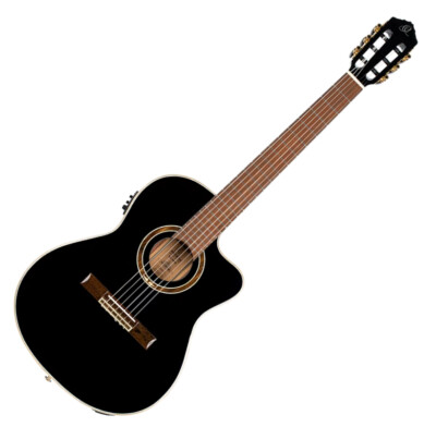 Ortega RCE138-T4BK Black Thinline Konzertgitarre mit Tonabnehmer+ Gigbag