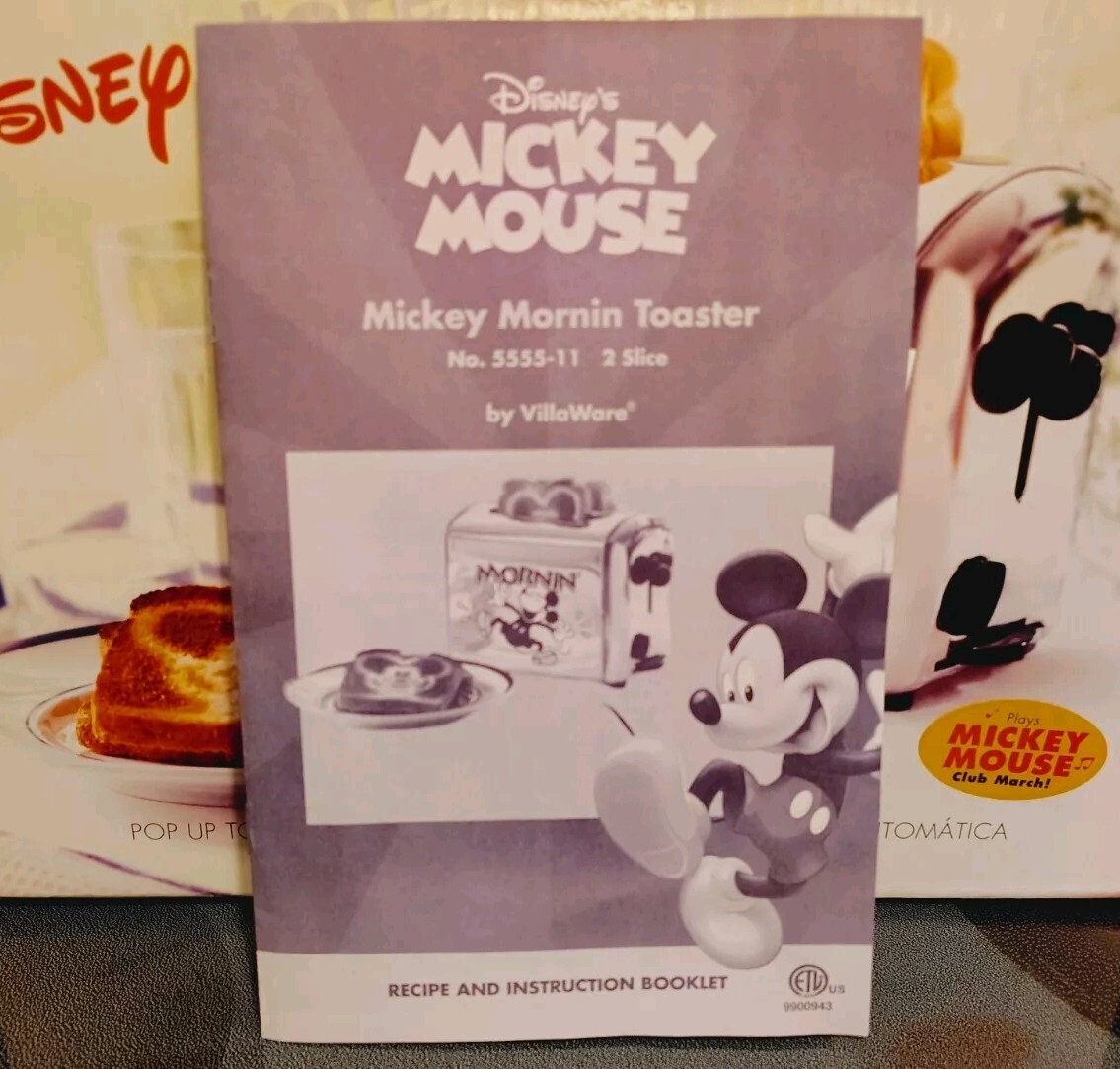 Vtg Disney Mickey Mouse Musical Toaster Mornin’ Silver Chrome VillaWare NEW
