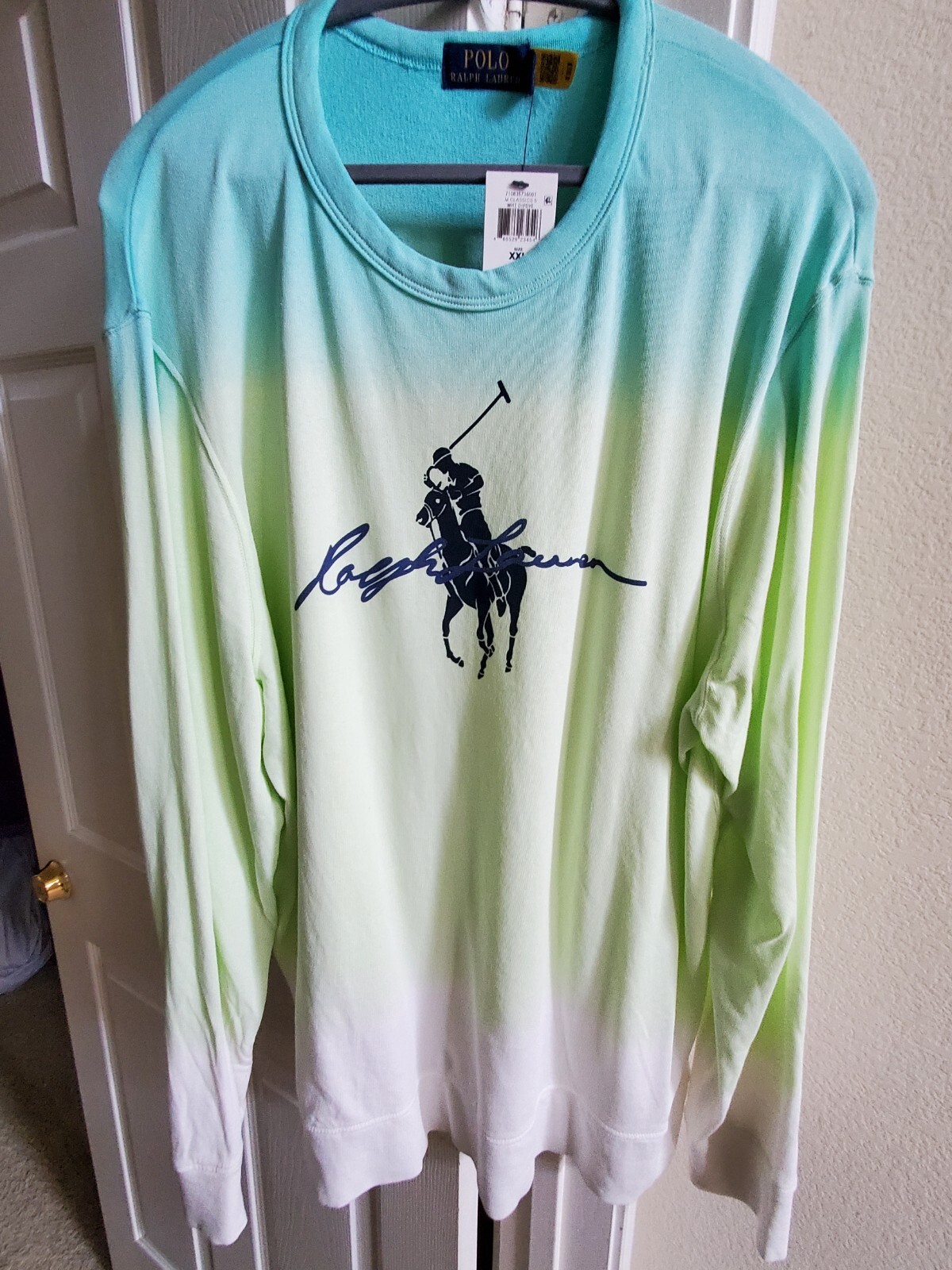 Nuova con etichette Polo Ralph Lauren uomo Big Pony dip dyed Ombre Spa Terry L S camicia XXL