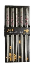 10 Chopsticks Steel  Sakura Design Beautiful Print 5 pairs