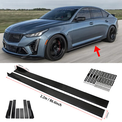 86.6'' Side Skirts Extension Splitter RockerPanels Glossy For Cadillac CT4 CT5