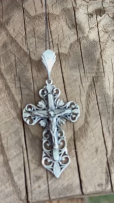 Vintage Cross Jesus Silver 925 Pendent Jewelry Crucifix Chain
