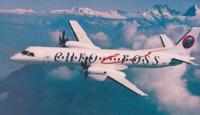 Crossair Saab 2000 HB-IYA ''EuroCross cs'' - postcard