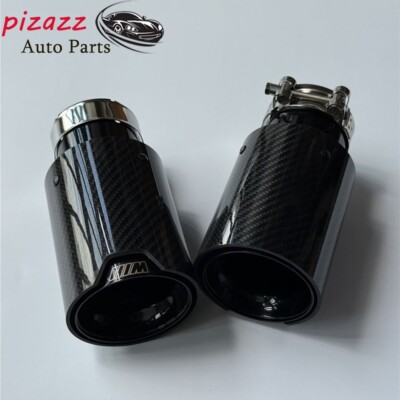 2 PCS M Performance Glossy Carbon Black Rear Tail Exhaust Pipe For BMW M Series
