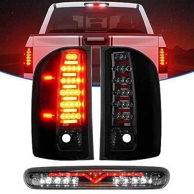LED Tail Lights Tail Light + 3rd Brake Light A Chrome Housing Smoke Lens