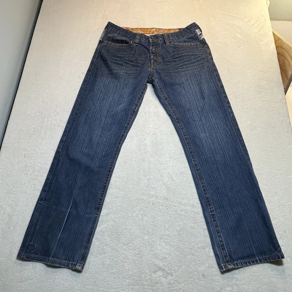 复古 Imperial Junkie 牛仔裤男式 36x33 Selvedge 牛仔刺绣宽松 Y2K — 第 2/4 张图片