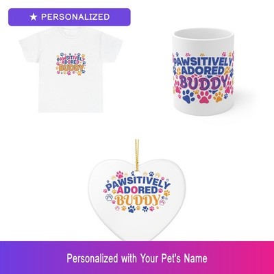 Custom Pet Paw Gift Set Shirt Mug Ornament Personalized Name Bundle