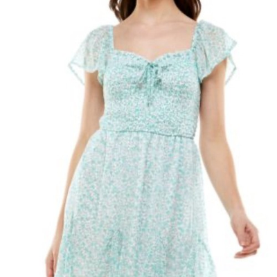 #ad #ad Altar#x27;d State Teal Aqua Floral Sheer Short Sleeve Dress XL $15.00