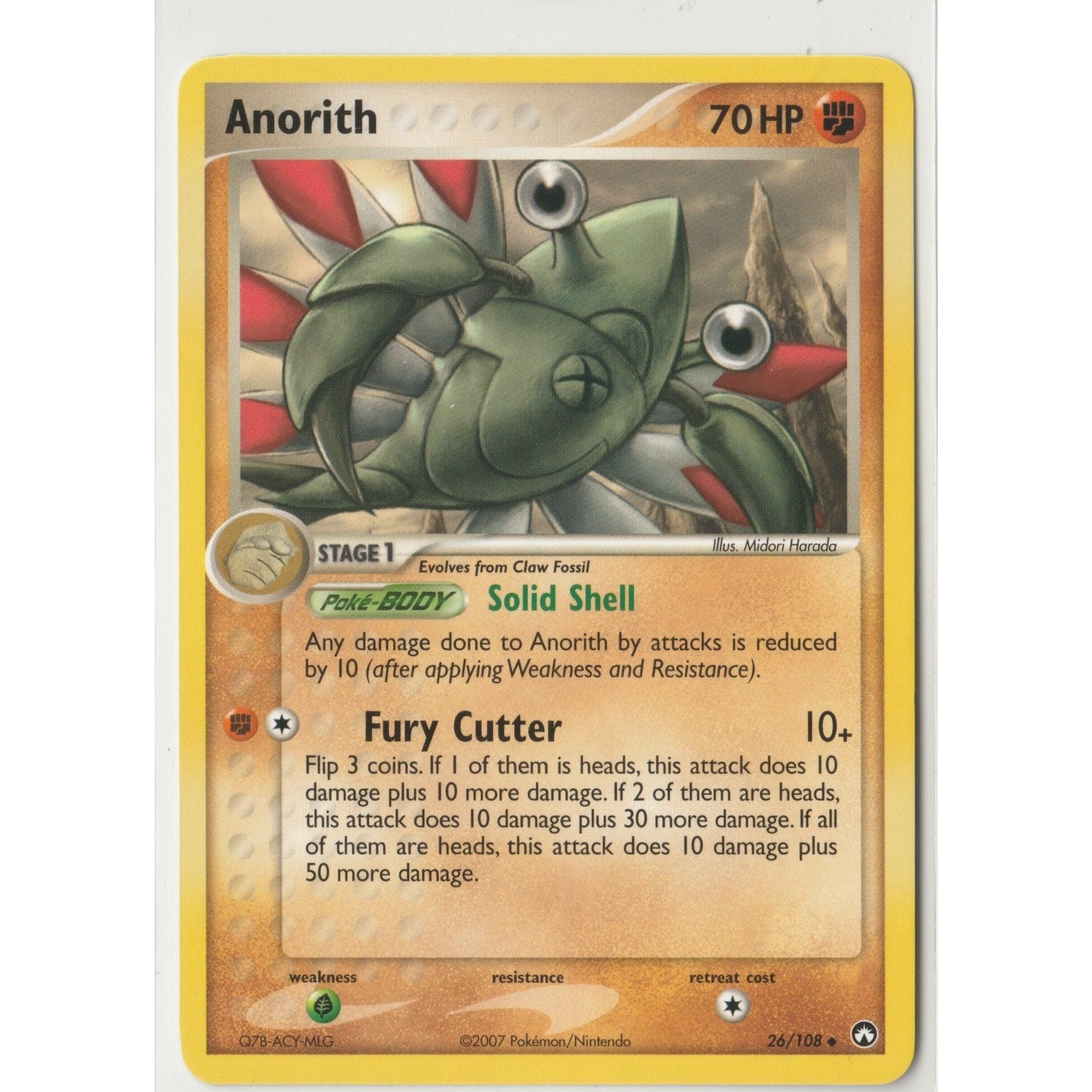 Pokemon Anorith EX Power Keepers 26/108 Uncommon EN