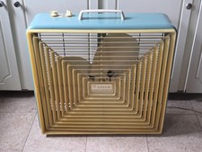 Vintage Fasco Aqua Electric Box Fan Reversible 2 Speed W/Thermostat
