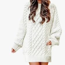 Anrabess Chunky Knit Cream Sweater Size L