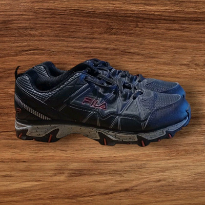 FILA Mens At Peake 21 Trail Walking/Running Shoes Size 8 Dark Gray/Red/Black 