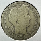 1908-D 50C Barber Half Dollar, Contains 0.3617oz of SILVER (88251)