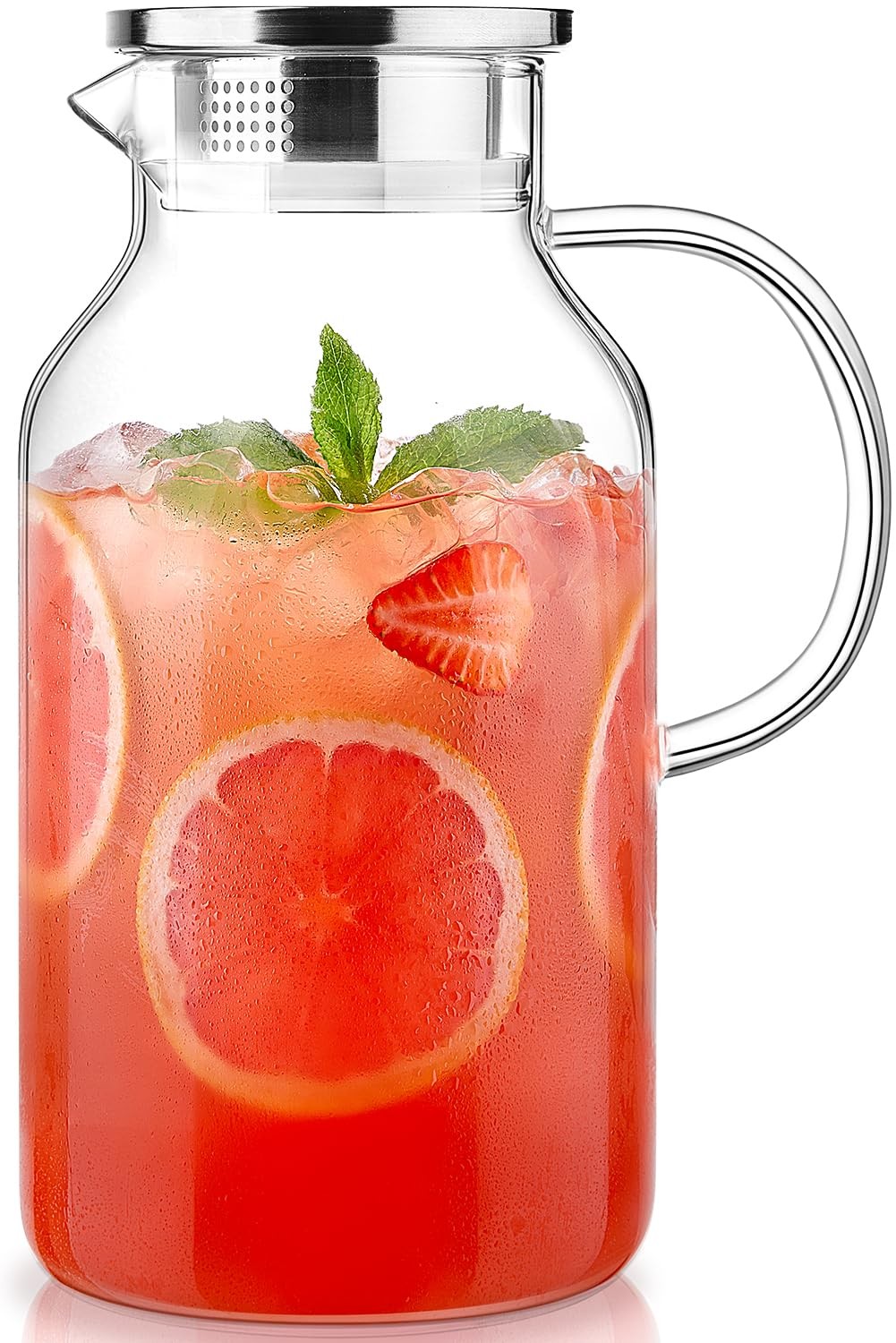 Gallon Glass Pitcher with Lid and Spout, 128oz Water Pitcher