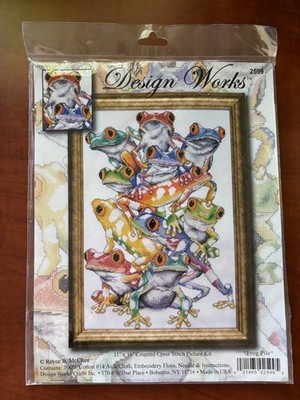 Design Works Frog Pile Cross Stitch Kit #2599 New 11x16 Ready to Stitch NEW