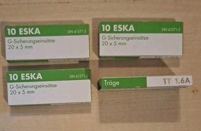 4 ×10St. ESKA G-Sicherungseinsatz 522.000 fuse link 20x5  1,6 A  Träge 