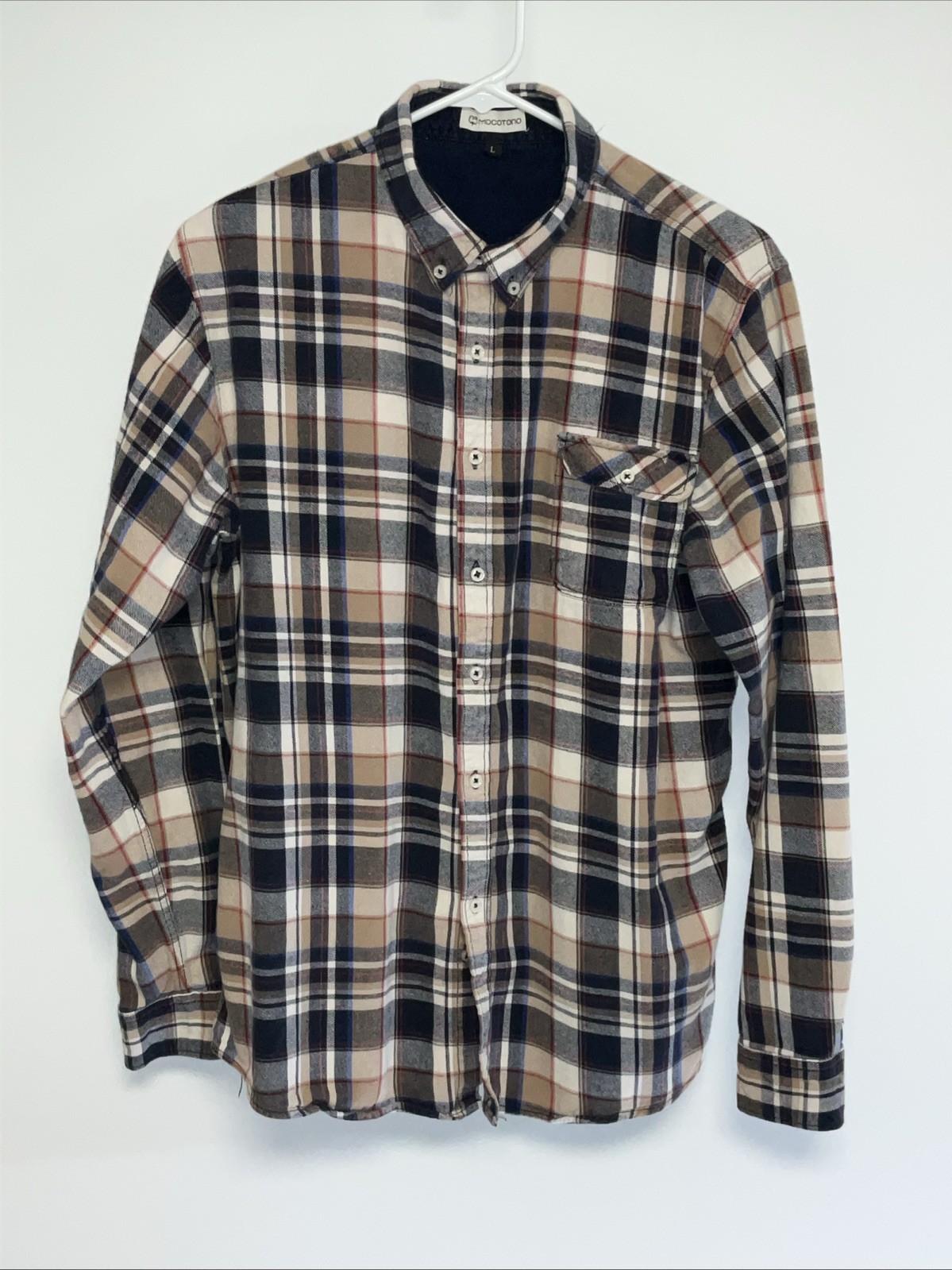 Mocotono Long Sleeve Button Up Flannel Shirt Men&rsquo;s Large. 
