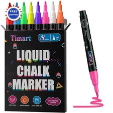 Chalk Markers 8 Pack 1mm Point Timart Extra Fine Liquid Pens Erase Blackboard