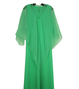 semi sheer chiffon layered dress with cloak Semi-Sheer Chiffon Layered Dress With Cloak