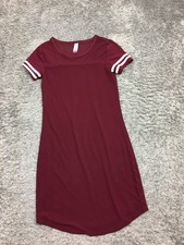 No Boundaries Dress Womens Size XS Extra Small Red Burgundy Nylon Sheer Neckline