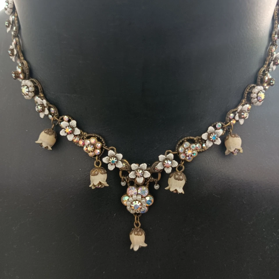 Michal Negrin Bridal Floral Necklace White Aurora Chandelier Shabby Boho  Retro - Image 1 of 4