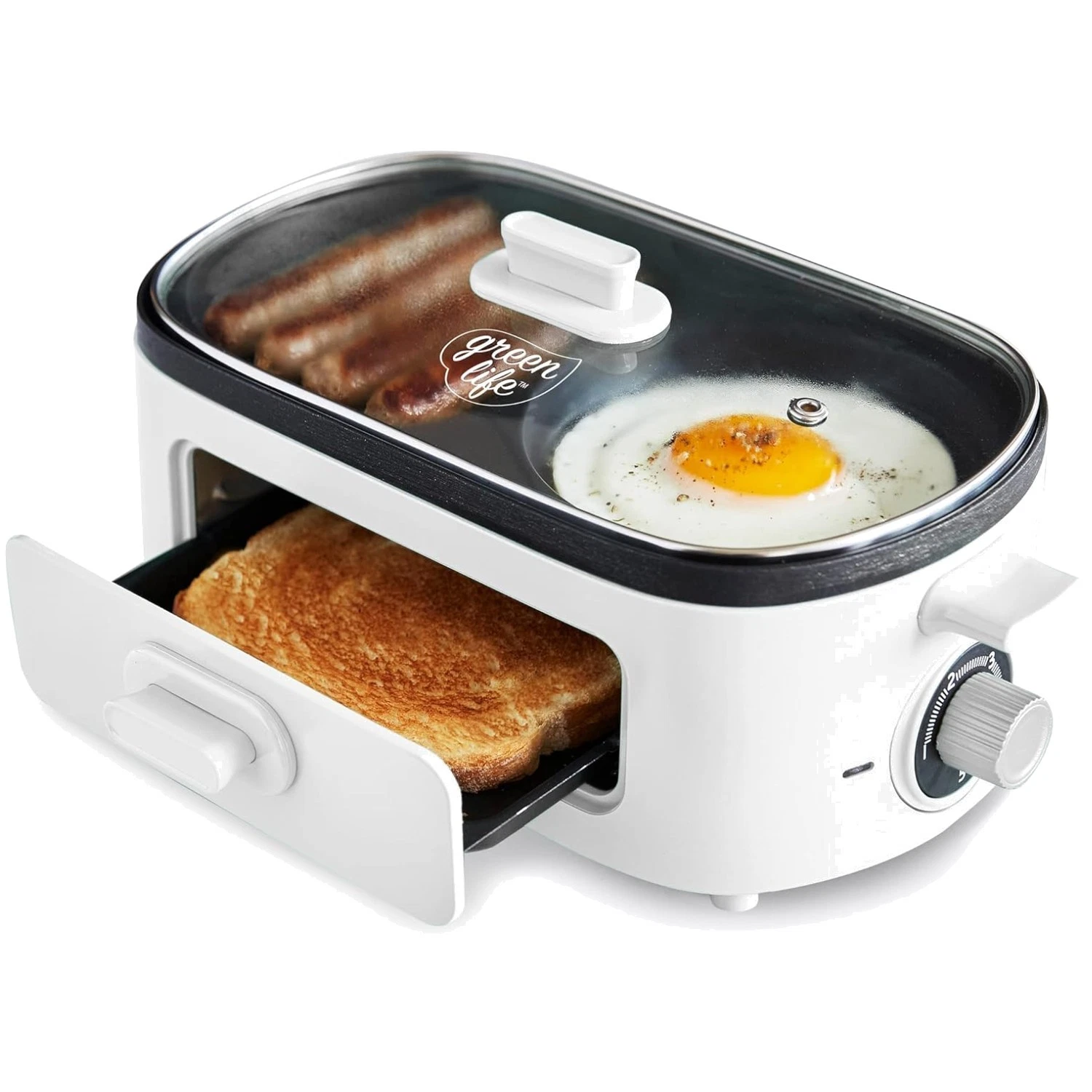 3-in-1 Breakfast Station, Healthy Ceramic Nonstick Griddles