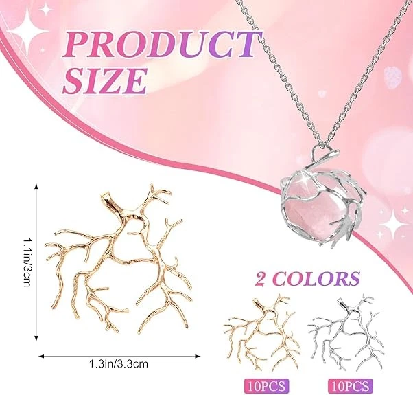 20 Piezas Ajustes de Colgante de Punta en Blanco en Forma de Rama, Colgante de Garra Metal Joyería Be Foto 2 de 4