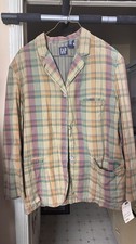 GAP Multicolor Plaid Button-Up Blazer Jacket with Pockets 1990