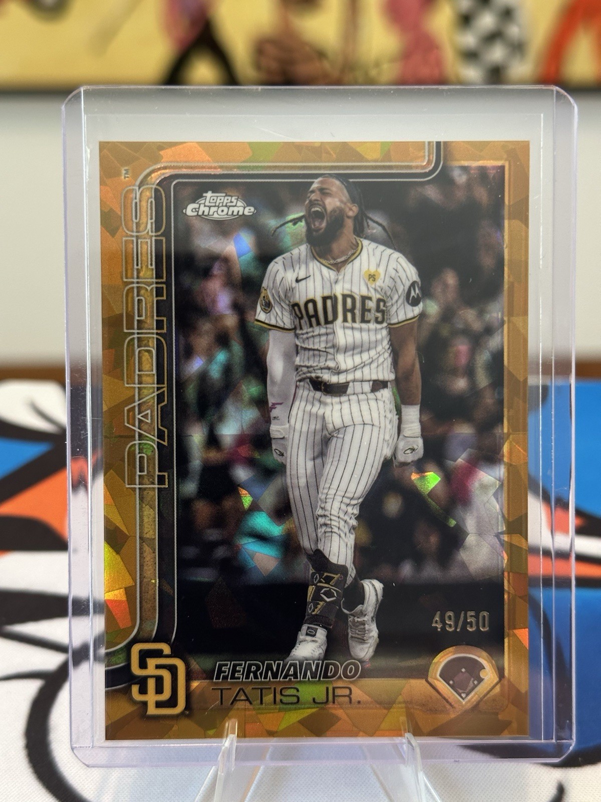2025 Topps Chrome Sapphire Fernando Tatis Jr Gold Refractor /50 Padres #159