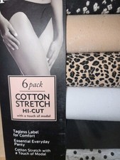 Felina 6 Pack Cotton Stretch Hi- Cut Underwear with A Touch Of Modal Size M