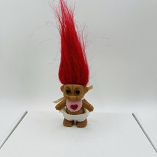 Russ Troll Baby With Heart Bib And Diaper 2 Red Hair Cute Vintage Troll Doll