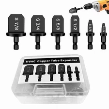 6Pcs HVAC Repairing Set, Boring Drill Bits, Air Conditioner Tube Expander Swa