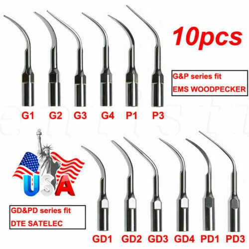 10* Dental Ultrasonic Piezo Scaler Tips fit Woodpeck EMS/DTE SATELEC Handpiece - Image 2 of 4