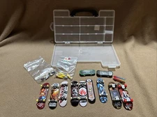 Tech Deck Clear Carrying Case Lot Of Boards, Accessories Hawk Hensley Flameboy