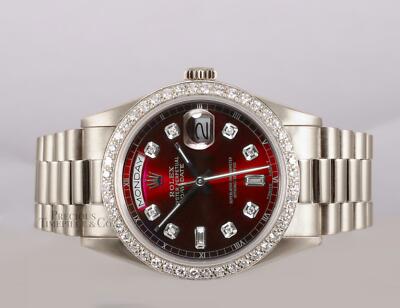 Rolex Day-Date 18239 Presidential 18k White Gold 36mm-Red Dial
